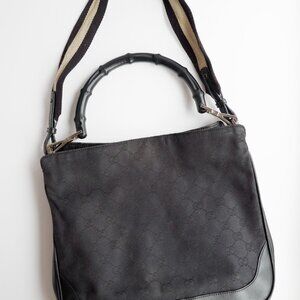 Authentic Preowned Gucci Black GG Canvas Two Strap Shoulder Bag